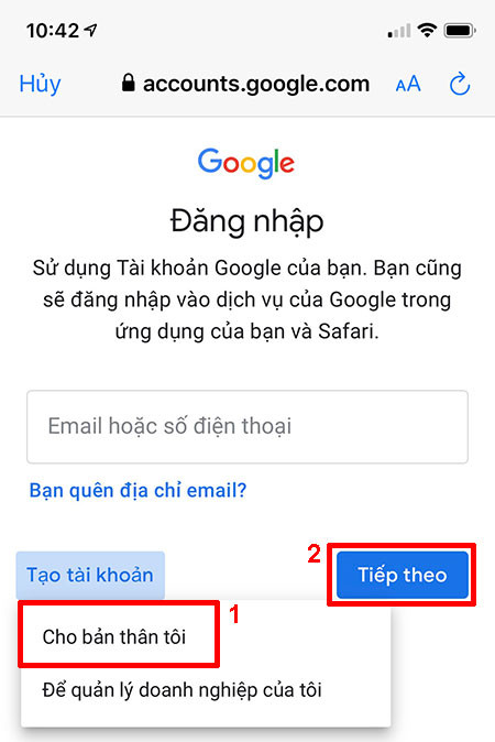 Đăng ký gmail không cần số điện thoại bằng iphone