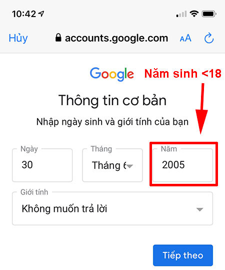 Đăng ký gmail không cần số điện thoại bằng iphone