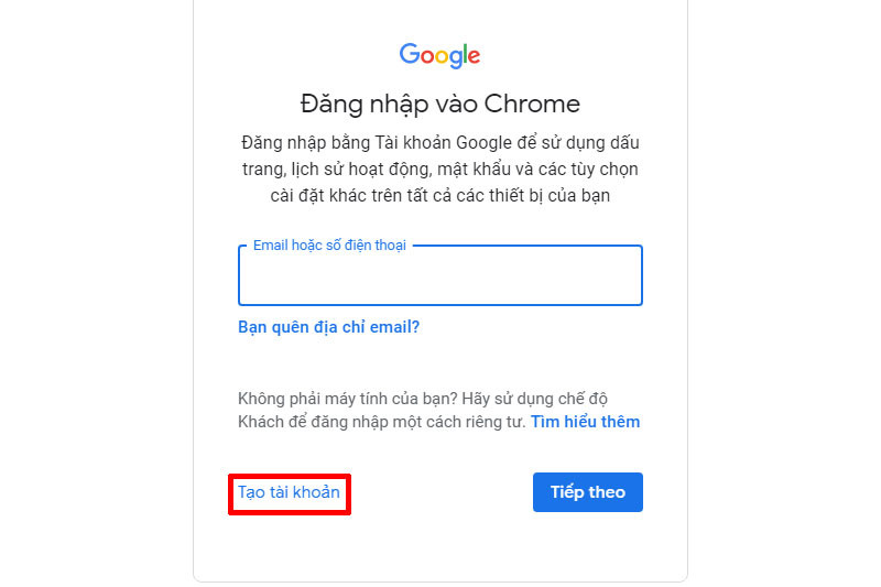 Đăng ký gmail không cần số điện thoại bằng cách dùng user mới