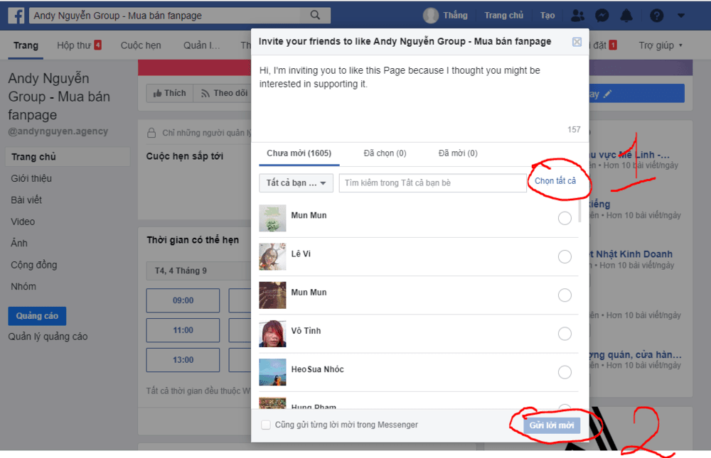 hướng dẫn mời tất cả bạn bè like trang fanpage của bạn hàng loạt