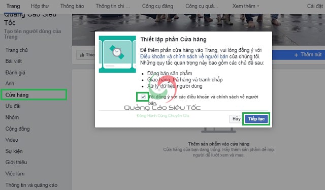 Tạo cửa hàng trên fanpage