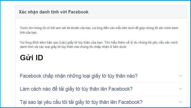 Thông báo hiện lên về việc xác định ID cá nhân