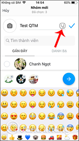 Chọn sticker cho tên nhóm