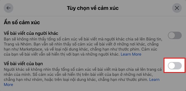 số lượt đếm like của các bài đăng sẽ được ẩn đi.