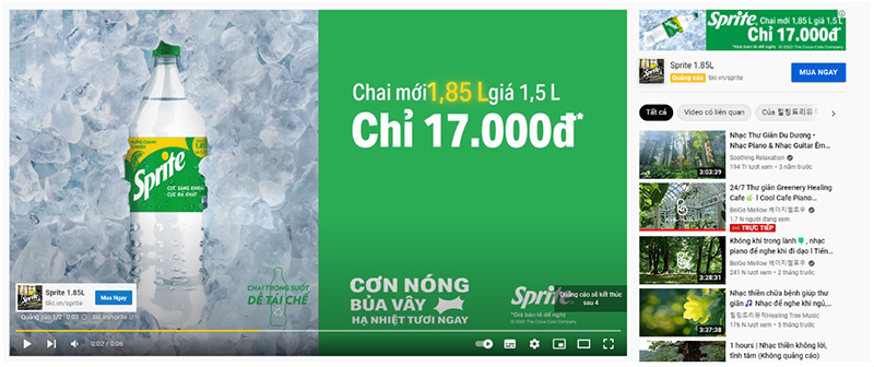 Ví dụ quảng cáo đệm của Sprite